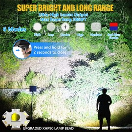 JSKNB Spotlight 1000000 Lumens, 6 Modes Led Rechargeable Spotlight Flashlight As Seen on TV with Tripod, 3 Color Filters, Super Bright Solar Spot Lights Outdoor Handheld for Hunting, Boating, XXXL