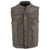 Milwaukee Leather MLM3510 Men's Black/Beige Premium Leather Club Style Vest