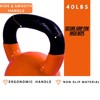 BESEA Orange Vinyl Coated Kettlebell 40lBS, Wide Grip Handle, Stable