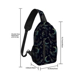 wiuurs Moon Sling Bag Travel Sling Backpack Lightweight Chest Daypack with Adjustable Strap for Women Sports Running Hiking