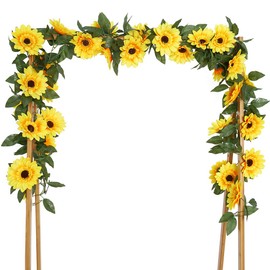 Beferr 4Pcs 7.2FT Artificial Sunflower Vine Hanging Sunflower Garland Silk Flowers with Garden Craft Art Party Home Wedding Decor