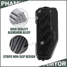 Phamyor Aluminum Anti-Slip Gas Pedal & Brake Pedal Compatible with 2018-2025 Jeep Wrangler JL JLU 4XE & Jeep Gladiator JT, No Drilling Non-Slip Gas and Accelerator Pad Panel Cover, Black