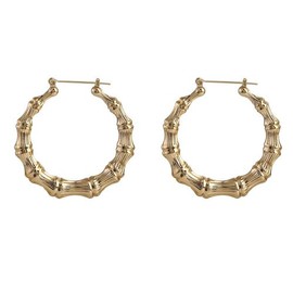 Bamboo Chunky Earrings Gold/Silver Bamboo Hoop Earrings for Women 90s Large Metal Hoop Statement Earrings Trendy 90s Outfits for Women Hip Hop Jewelry Gifts for Girls, Zinc, No Gemstone