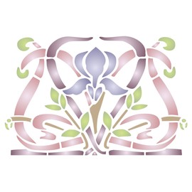 Iris Stencil - 25.5 x 16.5 cm (M) - Reusable Art Nouveau Vintage Flower Border Wall Stencil Stencil