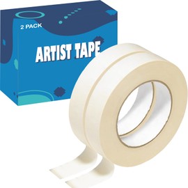 2 Pack White Artist Tape, Art Masking Artist Tape for Watercolor Painting Drafting Canvas Framing, Acid Free Low Tack Masking Tape 1 Inch Wide 360FT Long Total | ALLFUN