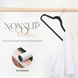 HOUSE DAY Black Velvet Hangers 60 Pack, Premium Clothes Hangers Non-Slip Felt Hangers, Sturdy Black Hangers Heavy Duty Coat Hangers, Durable Suit Hangers for Space Saving, No Hanger Marks Gold Hook