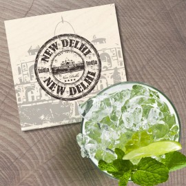 Unbranded New Delhi India Grunge Travel 4'' X 4'' Square Wooden Coaster