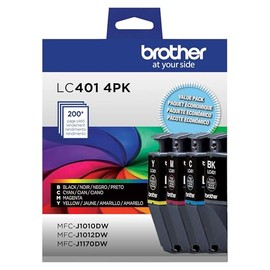 Brother LC4014PKS - Paquete de 4 Cartuchos de Tinta Originales de Rendimiento Estándar, Incluye Negro, Cian, Magenta y Amarillo, Compatibles con MFC-J1010DW, MFC-J1012DW y MFC-J1170DW