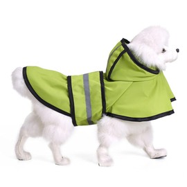 Dog Raincoat with Hood & Safe Reflective Strips,Ultra-Light Breathable 100% Waterproof Rain Jacket for Medium Large Breed Dog