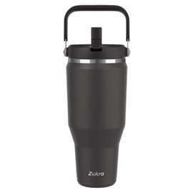 Zukro 40 OZ Tumbler With Handle and Simple Flip Straw |Leakproof Insulated Stainless Steel Reusable Water Bottle with Top Handle and Straw Lid For Travel & Outdoors| No Sweat, Dishwasher Safe|