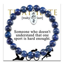 Triathlon Running Swimming Cycling Gifts for Triathletes Sports Gifts Sports Bracelets Gifts for a Runner Sports Bracelets for Men (Blue Triathlon)