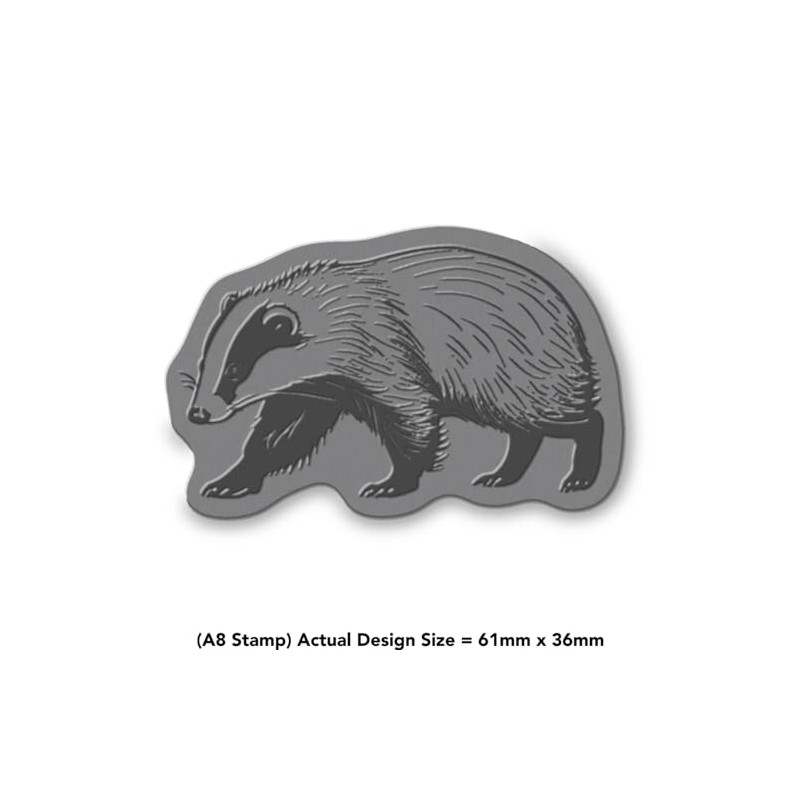 'Walking Badger' Rubber Stamp - Unmounted Design for Crafting &