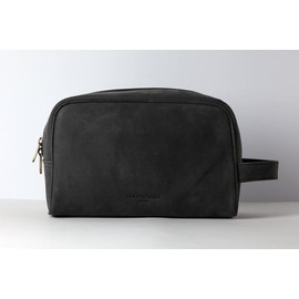 HOLZRICHTER Berlin Toiletry Bag (L) - Large Premium Leather Toiletry Bag, black anthracite