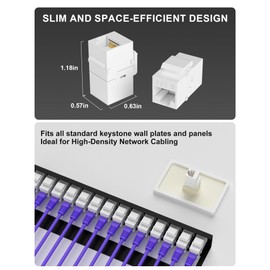 VANDESAIL RJ45 Cat6 Keystone Coupler, 40-Pack Cat 6 Keystone Jack Ethernet Coupler Female to Female for Cat6/Cat5e/Cat5 Network Cable, White