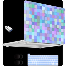 MEEgoodo for M2 MacBook Pro 13 inch Case 2022 2021 2020,Crystal Cover Fit Model A2338 M2/M1 A2251 A2289,Clear Case for 13.3-inch Laptop,Hard Shell for MacBook Pro M2, Light Blue Mosaic