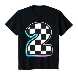 Kids Birthday Boy 2 Two 2nd Birthday Racing Car Flag Race Car T-Shirt