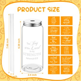 Pickmesh 24 Pcs Christian Tumbler Appreciation Gifts Religious Reusable Christmas 13.5 oz Plastic Cups Bulk with Straw and Lid Church Easter Cold Drink Bottle for Men Women Christmas(Christian)