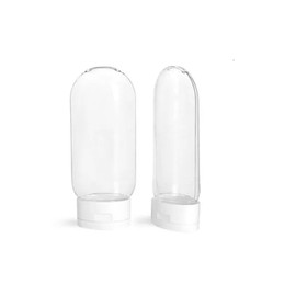 Caribbean Coastal Delights 24- Pack - 4 oz Clear PET Tottle Bottles with White Snap Top Caps, Ideal for Creams, Lotions, Cosmetics & More - Great for Travel and Camping - Made in USA