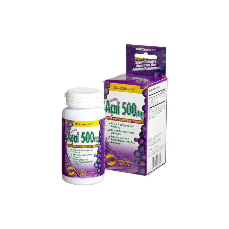 Nutrition Works Acai (500mg) Super Fruit Antioxidant Formula, 60-Count Caplets