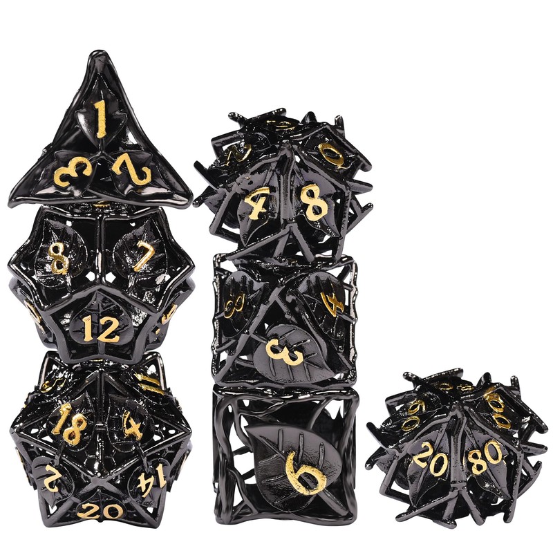 SIQUK 7-Piece DND Dice Set, Metal Dice Game, Polyhedral Dice,
