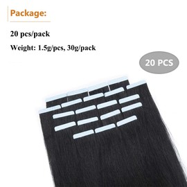 Elailite Tape Extensions - Pack of 20 Tape-In Extensions Real Hair - Remy Real Human Hair - Invisible Real Hair Extensions Tape - Straight - 50 cm 30 g #01 Jet Black