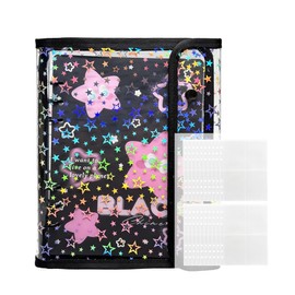 Ta Merry Large Size A5 Binder for Girls, Transparent, Includes 20 Refills, Clear, Sparkling, Star Pattern, Sticker Notebook, Cute, Pushing Goods, Removable, 6 Holes, Sticker Mount, Card Photo Storage