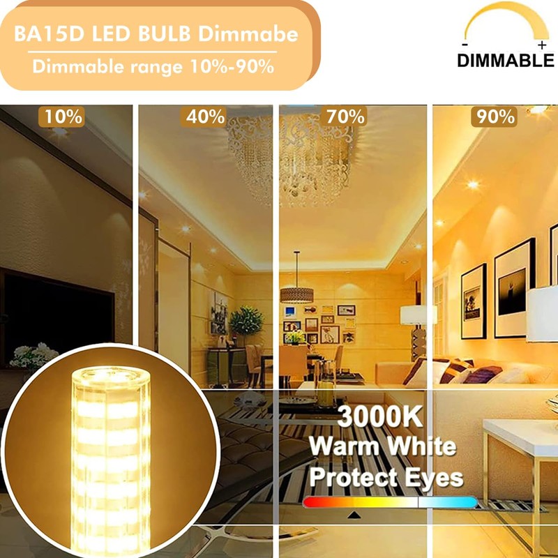 ZSSXOLED BA15D LED Bulb 120 Volt Dimmable 6W Double Contact