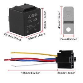 4Pack JD1914 12V 40/30 AMP DC Waterproof Relay and Harness Car Relay with Harness Sockets,5 Pin SPDTwith Wires for Automotive Truck Van Motorcycle Boat
