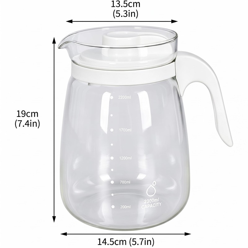 Glass Pitcher with Lid,77Oz Glass Water Pitcher,Heat Resistant Tea Pitcher