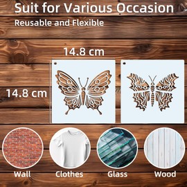 BFJ 20 Piece Butterfly Stencils for Painting Reusable Spring Stencils Template 15cm for Craft Fabric Wood Furniture Floors Wall Home Decor