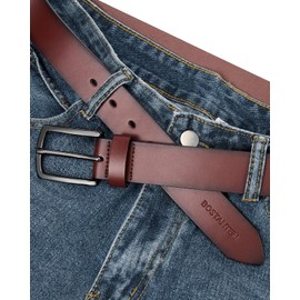 BOSTANTEN Belts Men Leather Casual Belts for Men 1 3/8" for Work Business Casual Golf Dress Pants Red