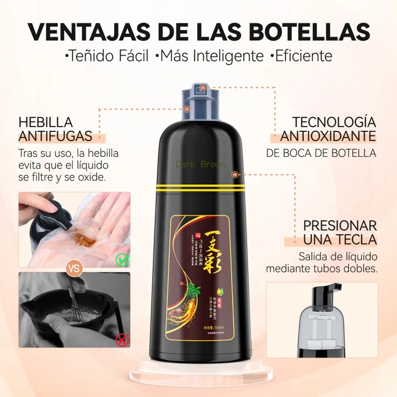 Kaisasa Shampoo Cubre Canas Tinte Instantaneo Jengibre Champu Chao Natural
