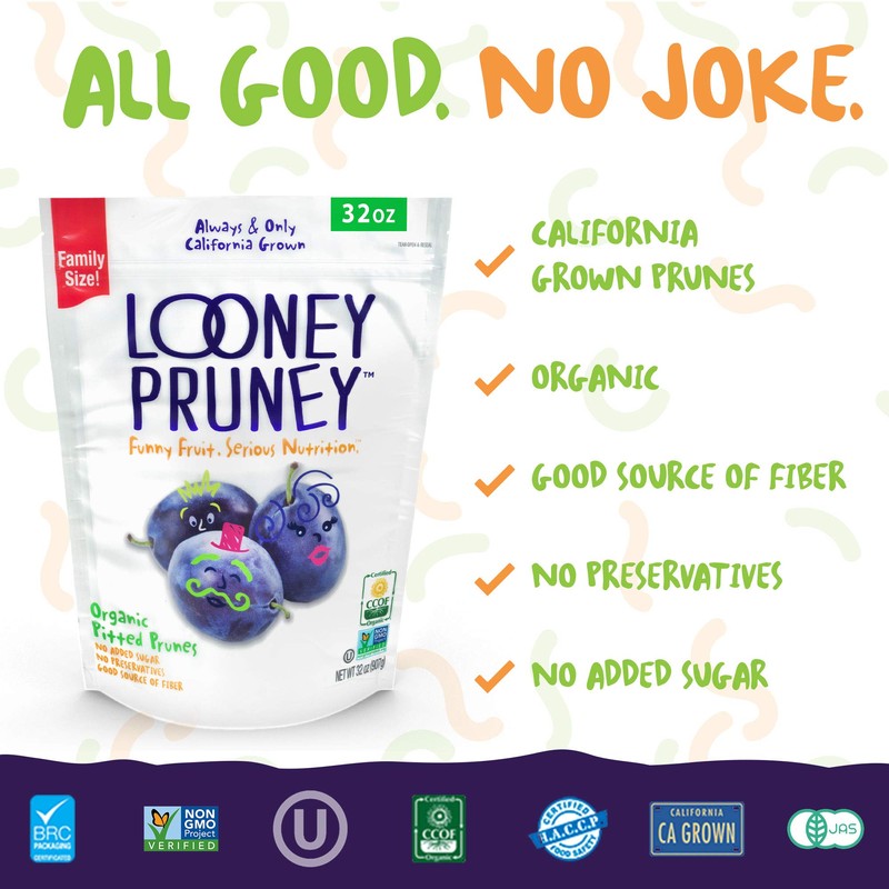 Looney Pruney Organic Pitted Dried Prunes for the Entire Family