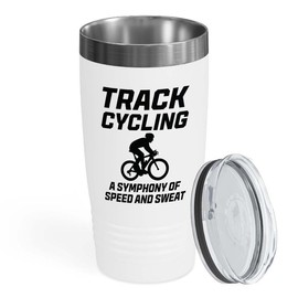 Track Bicycle Racing White Edition Viking Tumbler 20oz - Track Cycling - Bike Lover Mountain Biker Road Racer Sport Trails Bicycle Wheelie Rider Track Gymnast