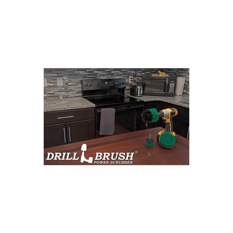 Drillbrush Original, 4in, & 2in Green Brushes - Medium Stiffness