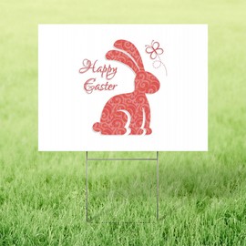 CafePress Happy Easter Bunny Yard Sign, Vinyl Lawn Sign, 22" w x 18" h