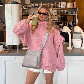 Roulens Shoulder Bags for Women, Soft Vegan Leather Medium Crossbody Bags, Shoulder Handbag with RFID Zip Wallet Compartment on the Front, A-cream grey, Contemporary