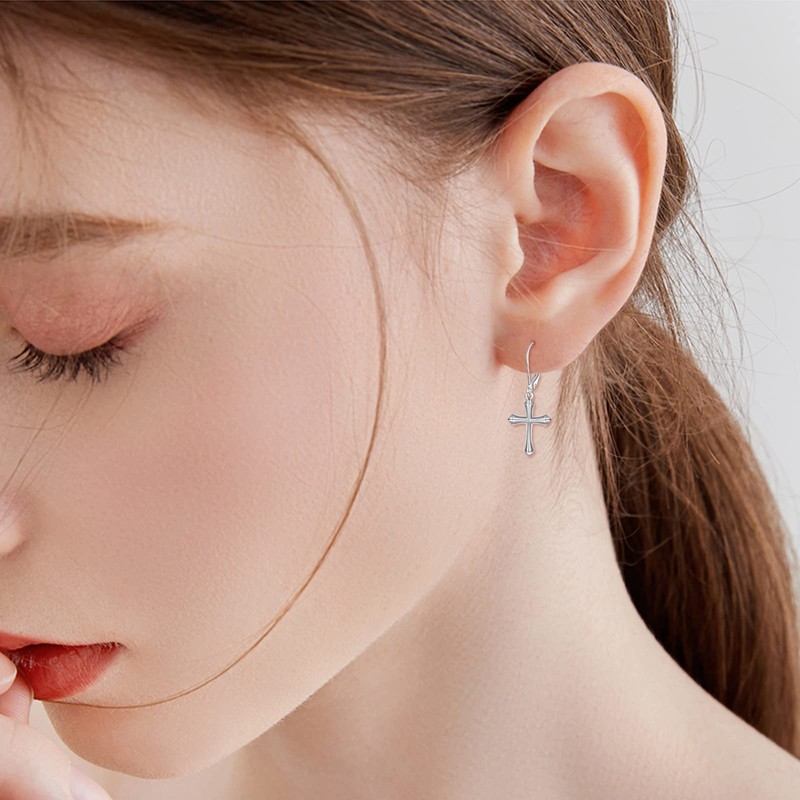 ONEFINITY Cross Earrings for Women Sterling Silver Cross Earring Cross