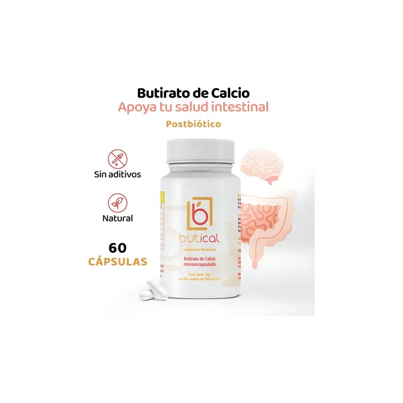 Butical Butirato De Calcio 60caps 500mg Prebiotico Posbiotic Sabor Sin