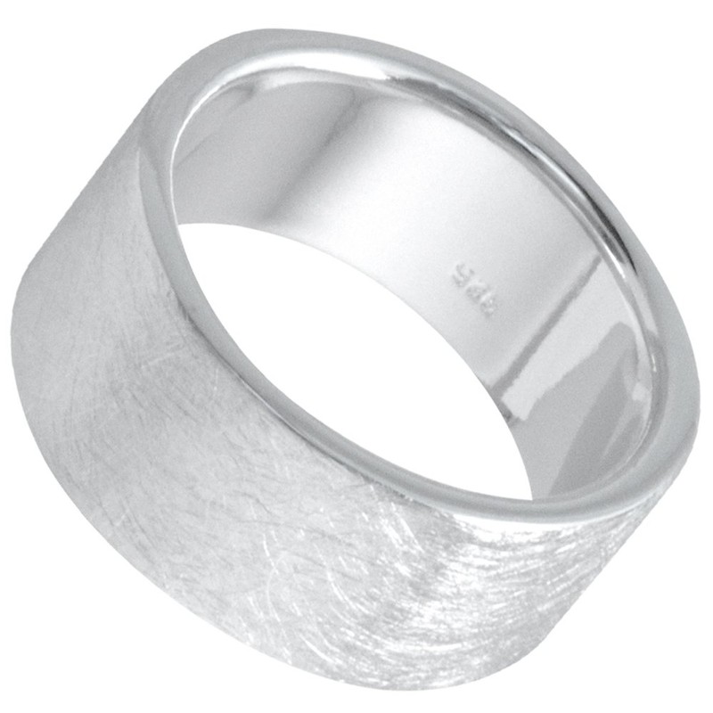 Vinani RXG Ring Wide Brushed Solid 925 Sterling Silver, Silver