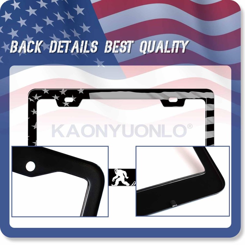 1Pack Bigfoot & American Flag License Plate Frame
