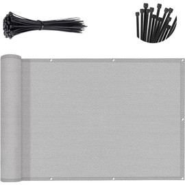 SUNNY GUARD 3'x16' Light Grey Balcony Deck Privacy Screen Fence, Apartments Railing Screen, Heavy Duty Wind Screen for Outdoor, Deck，Backyard,Patio Privacy（We Make Custom Sizes）