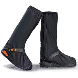 Genérico Cubrezapatos Impermeables con Cierre, PVC Resistente, Suela Antideslizante, Ajustables con Botones, Negro (S)