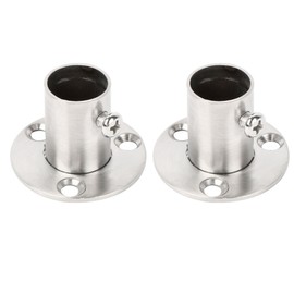 sourcingmap Stainless Steel Cabinet Clothes Closet Rod Bracket Holder Flange Socket 16mm Dia 2 Pcs