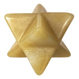 Fekuar Yellow Jade Crystal Merkaba Star for Healing Reiki Spiritual Divine Therapy Energy, Pocket Stone Eight-Pointed Stars 1"(25mm)