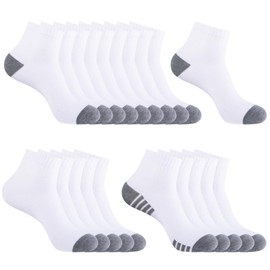 20 Pack 3 Styles Men's/Women's Mini Crew Ankle Socks Quarter Bulk - White Breathable Thin Athletic Casual Socks, Fits Shoe Size 8-12