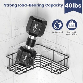 LIASDIVA 6 Pack Corner Shower Caddy Adhesive Replacement, Shower Shelf Adhesive Strips, Strong Hooks for Bathroom Storage (for Hang Iron Lines Corner Caddy)