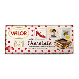 Valor. Milk Chocolate with Mediterranean Almonds. Taste of Spain Limited Edition. 250g (8.75oz).