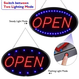 LED Open Sign, FITNATE Large 23x14 inch Business Open Sign with Remote Electric Display Sign,2 Modes Flashing & Steady Lights for Business, Shop, Bar, Hotel