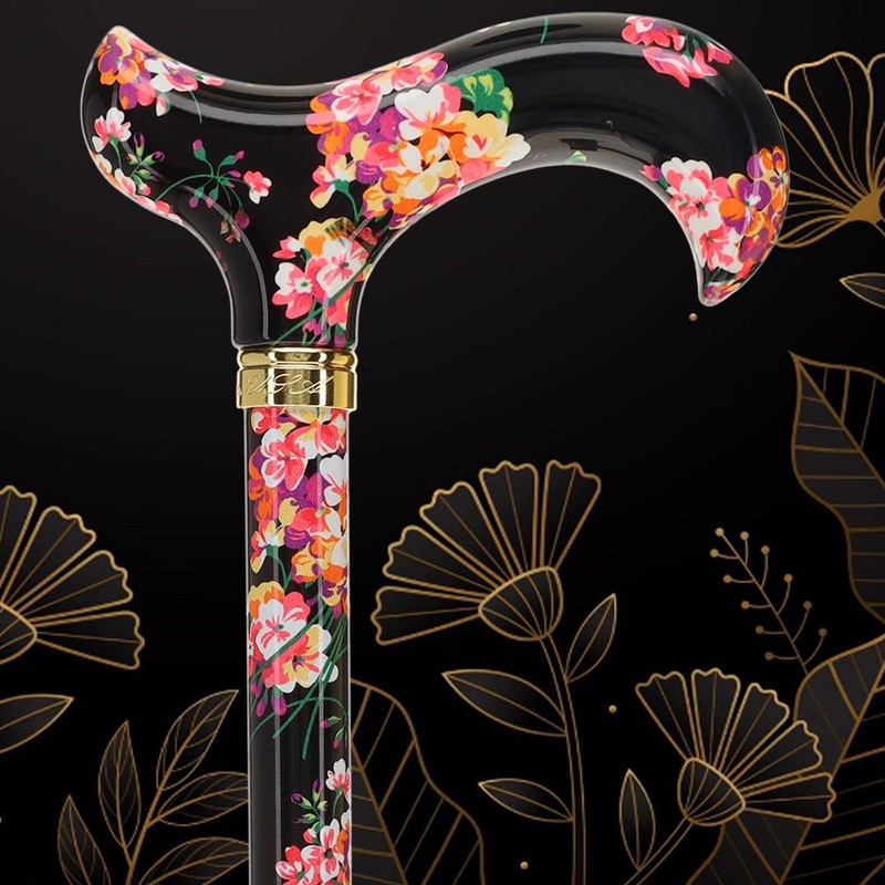 Midnight Floral Designer Walking Sticks for Men and Women –